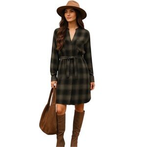 Cloth & Stone Plaid Shirt Dress Soft Casual Style, Grunge, Cottagecore